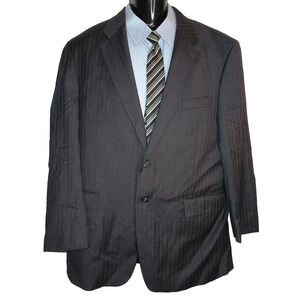 CARLO VERCELLI Men's Navy Blue Pinstripe Double Breasted Blazer 42R M008